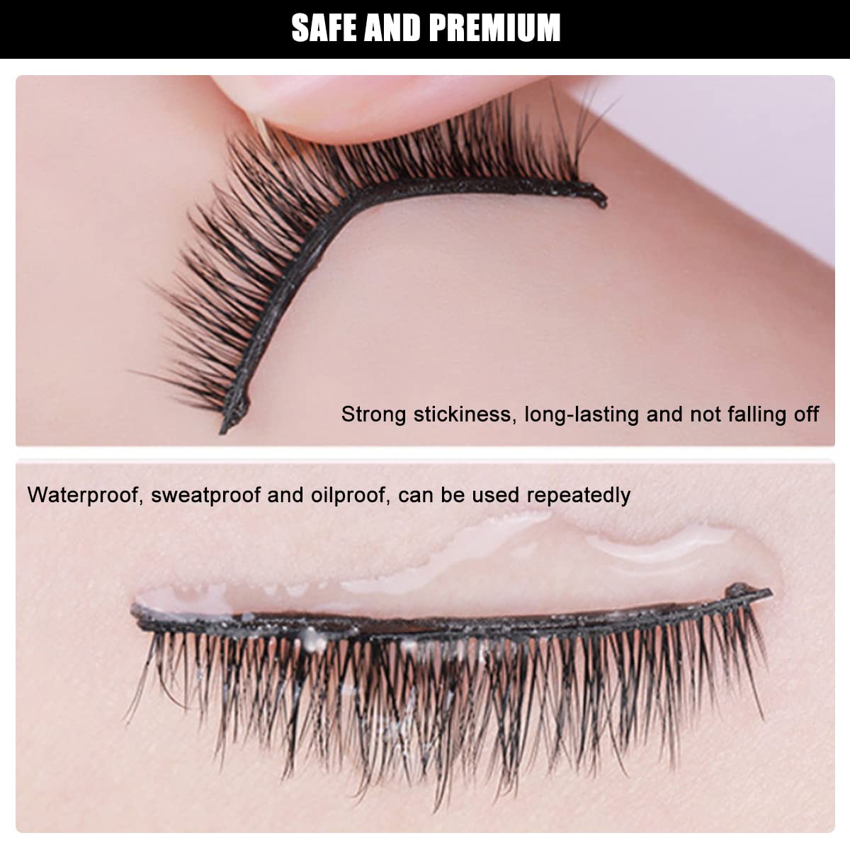 MAYCREATE Self Adhesive Lash Strips for Fake Eyelashes 5 Pairs 40mm Transparent Reusable
