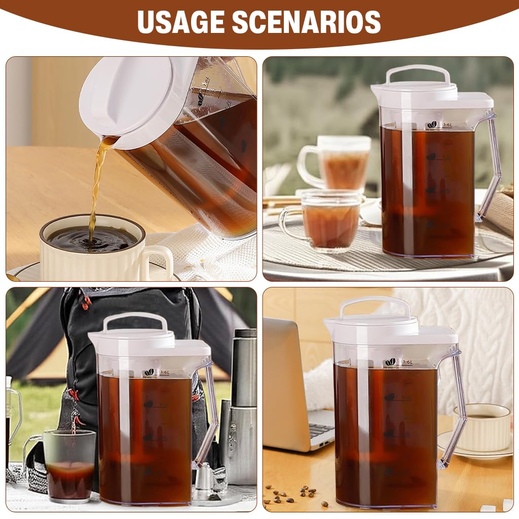 Supvox Cold Brew Coffee Maker 1.6L for Coffee and Tea with Removable Mesh Strainer & Handle