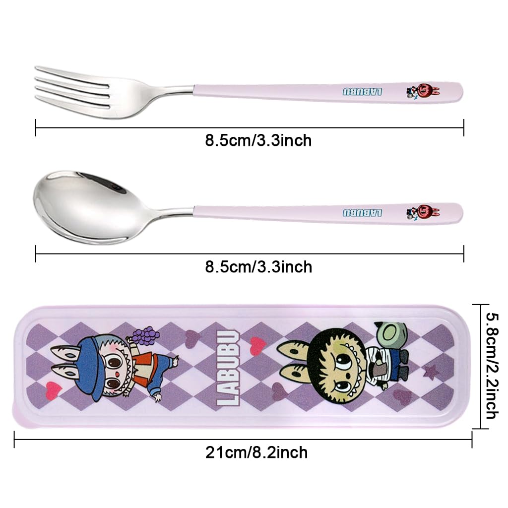 Supvox Fork and Spoon Set for School and Picnic with Storage Case | Stainless Steel Utensils
