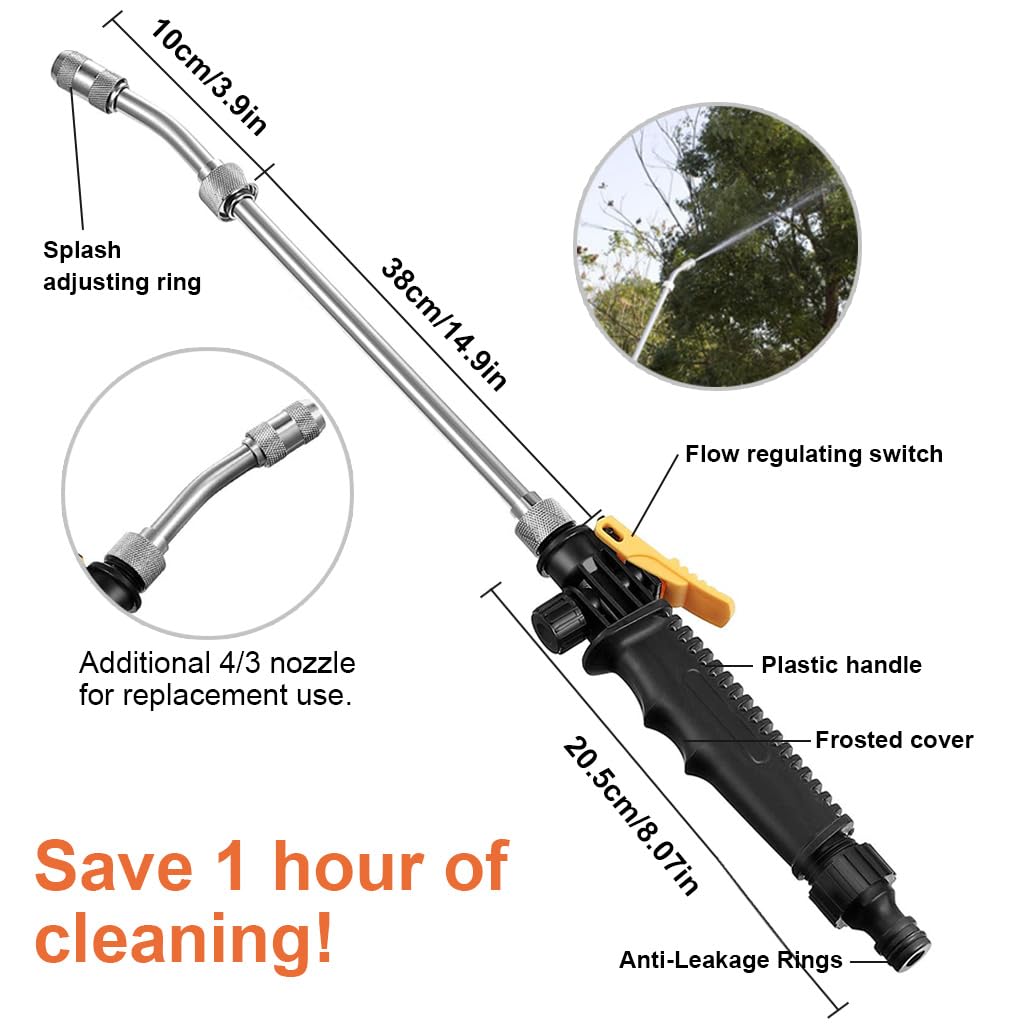 Optifit® 60cm High Pressure Car Washer Gun for Car Bike Wash Garden Irrigation with 3/4 Quick Connector, Adjustable Water Jet with 2 Spray Patterns, Multi Purpose Alloy Spray Gun for Gardening