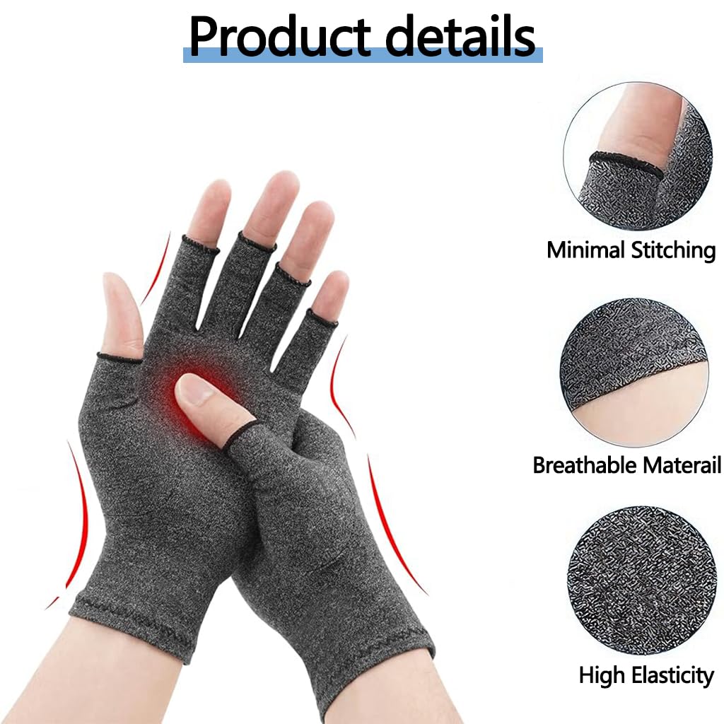 Zibuyu Arthritis Compression Gloves for Pain Relief with Ergonomic Fingerless Fit | Bamboo Fabric Comfort for Day and Night Use