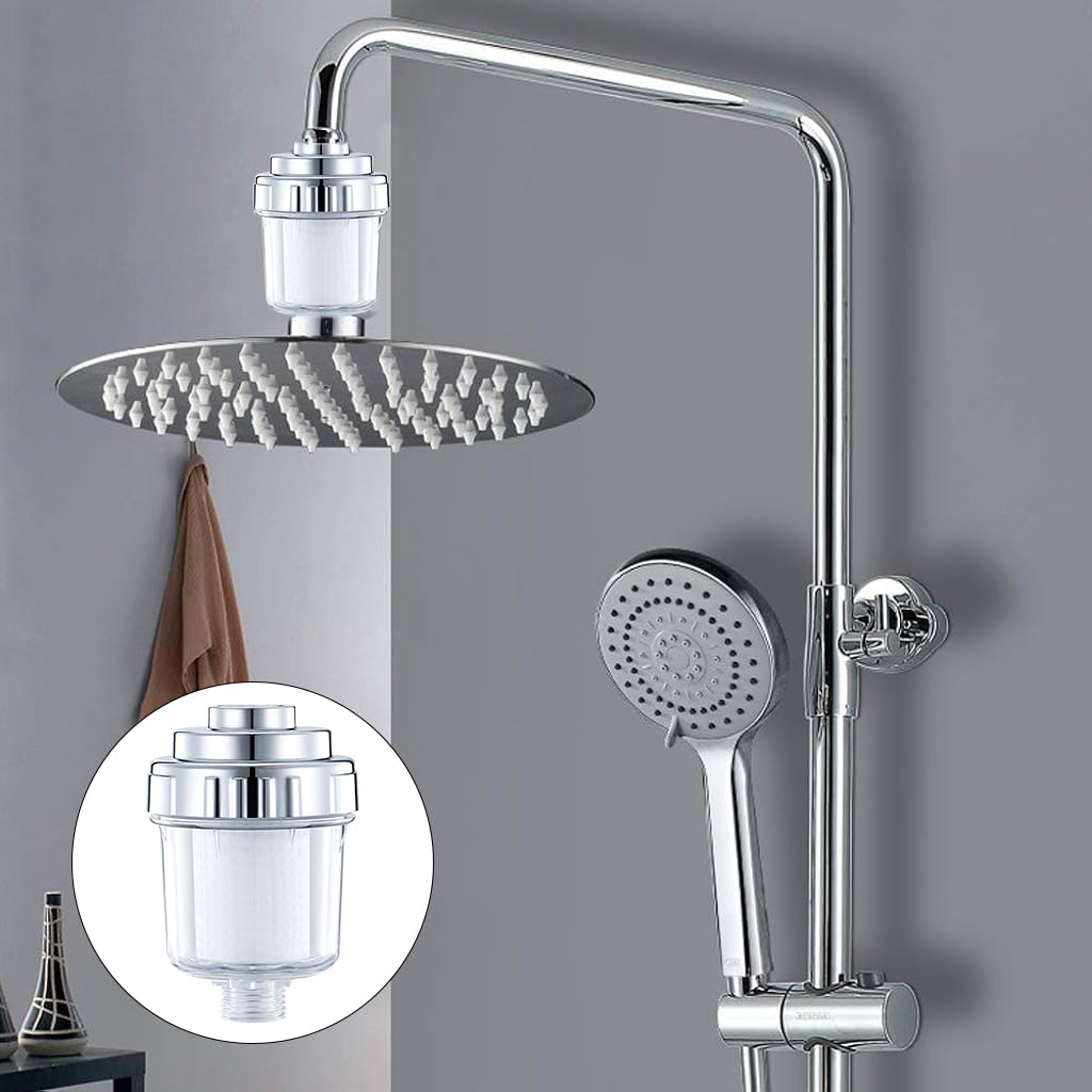 Supvox Shower Water Filter System for Bathroom Faucets with 2 Cartridges featuring Transparent Shell | Removes Chlorine and Heavy Metals