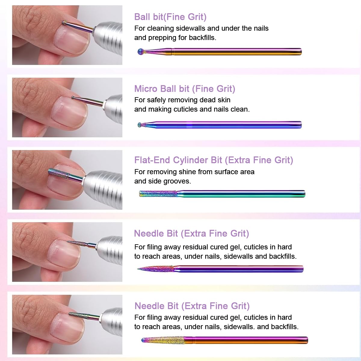 MAYCREATE Nail Drill Bit Set for Acrylic Gel & Dip Nails featuring 24 pcs 3/32 inch Ceramic Diamond Carbide Bits | Professional Manicure Tools