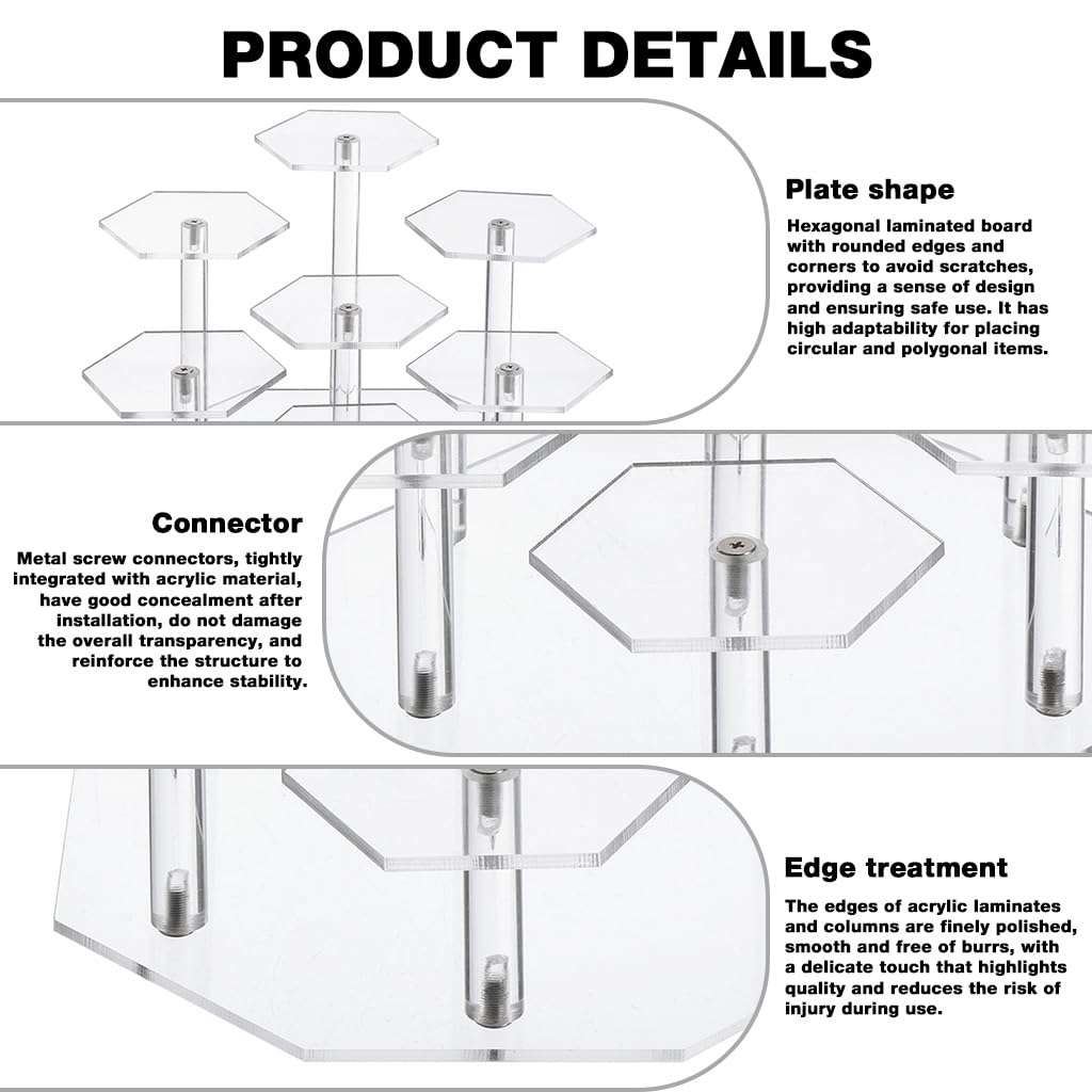 HASTHIP Collectible Figure Stand for Action Figures with 7 Hexagonal Bases | Clear Acrylic Display