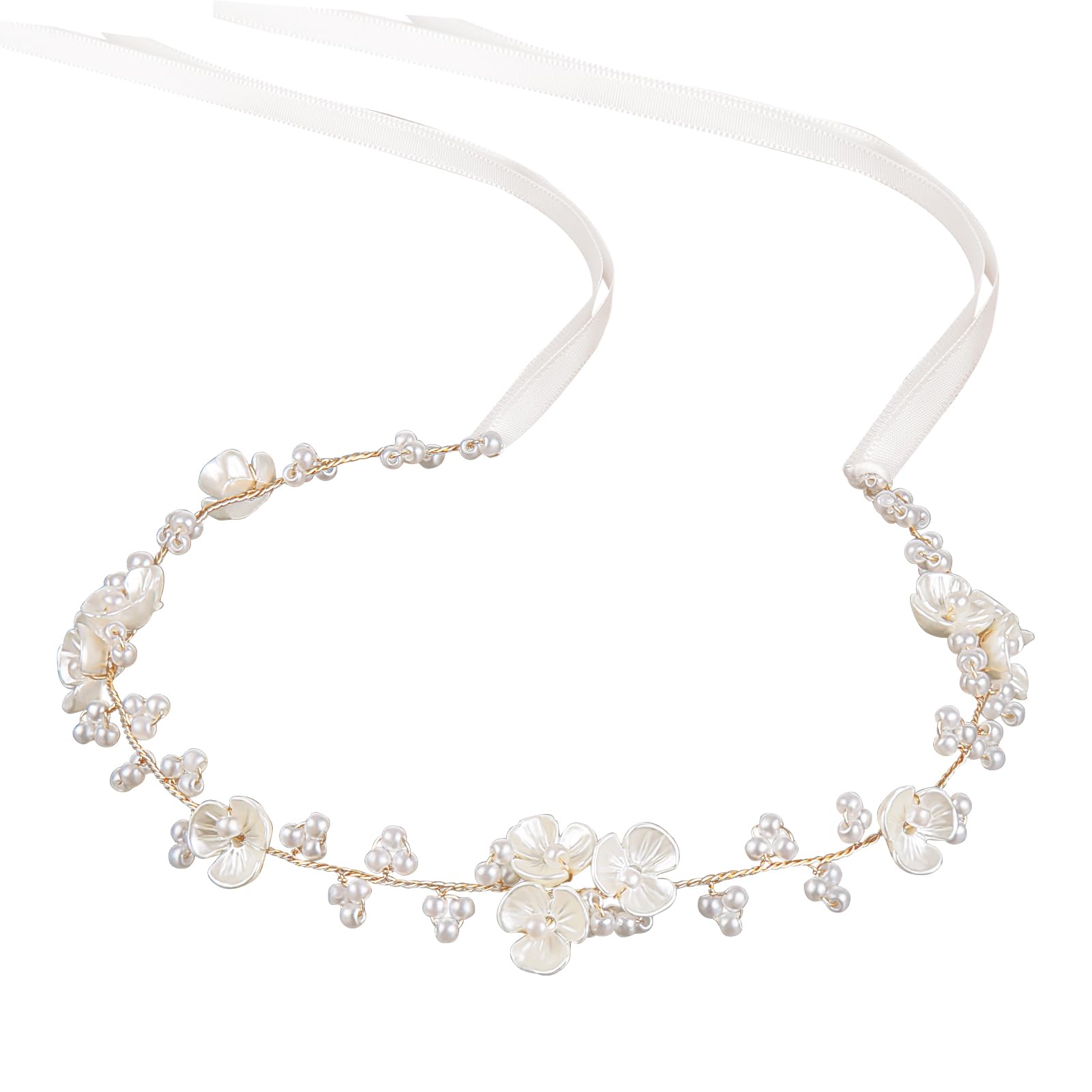 PATPAT® Flower Girl Hair Accessory, Pearl Headpiece for Girls and Women, Wedding, Birthday, Party