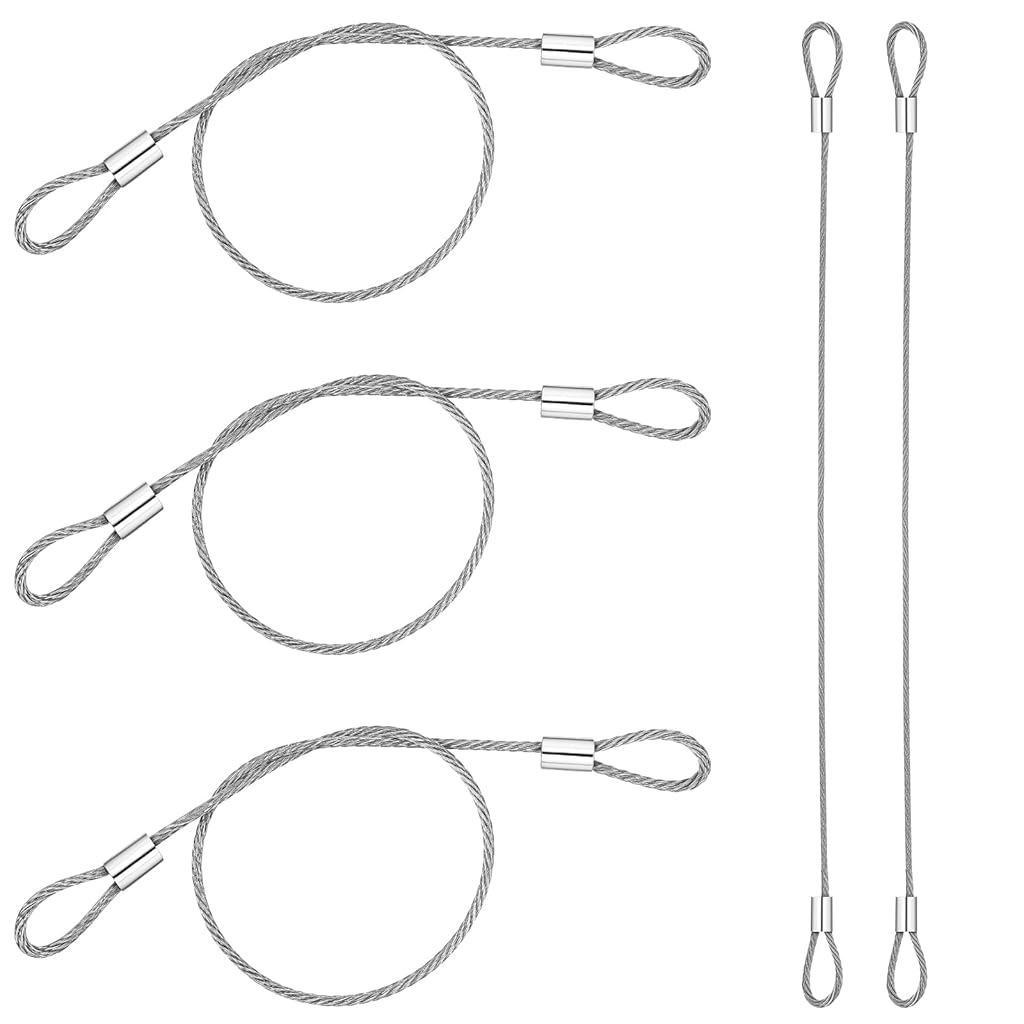 HASTHIP® 3.3ft Hanging Wire Ropes for Planters Flower Pots Hanging Ropes, 2mm Dia Utility Loop-ended Steel Wire Ropes for Lights, Decorations, Paintings, Pack of 5Pcs