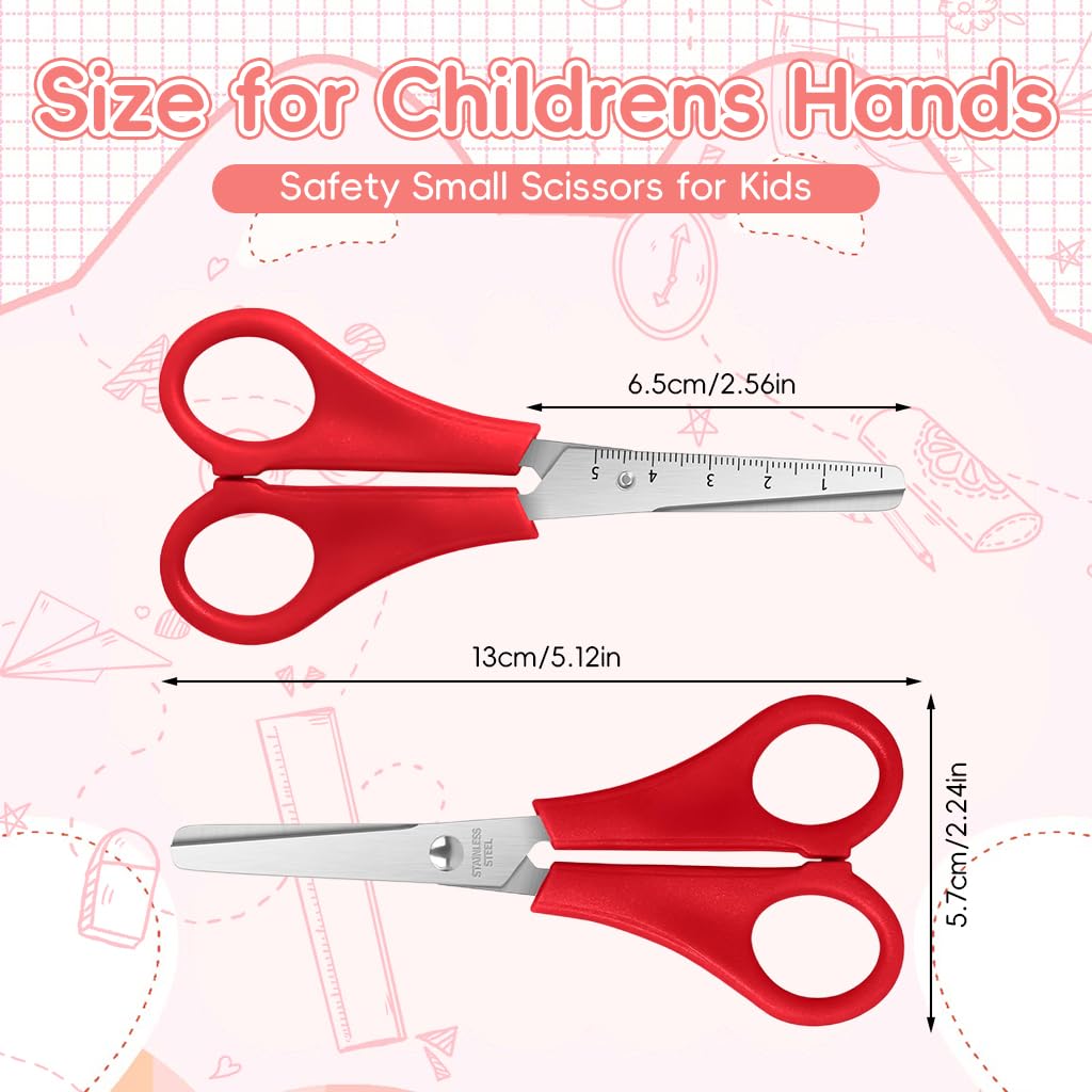HASTHIP Kids Scissors for Art and Craft with 5 cm Scale featuring Round Tip Blades | Stainless Steel 3 Pcs Set