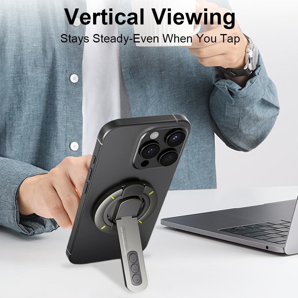 ZORBES MagSafe Phone Grip Stand with 360° Rotation and Double Magnetic Hold | Soft Silicone Fidget Ring