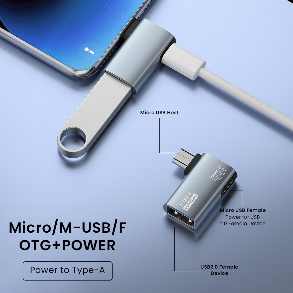 Verilux Micro to USB Adapter for Fire TV Stick 4K with Right Angle Design | OTG Cable for Android Devices