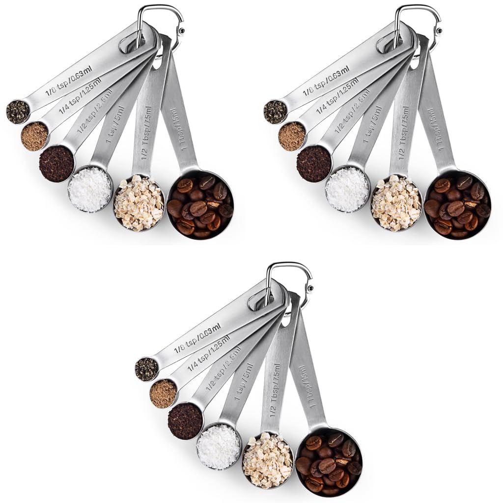 ZIBUYU Measuring Spoons Set for Baking with Polished Stainless Steel | Set of 6 3PCS