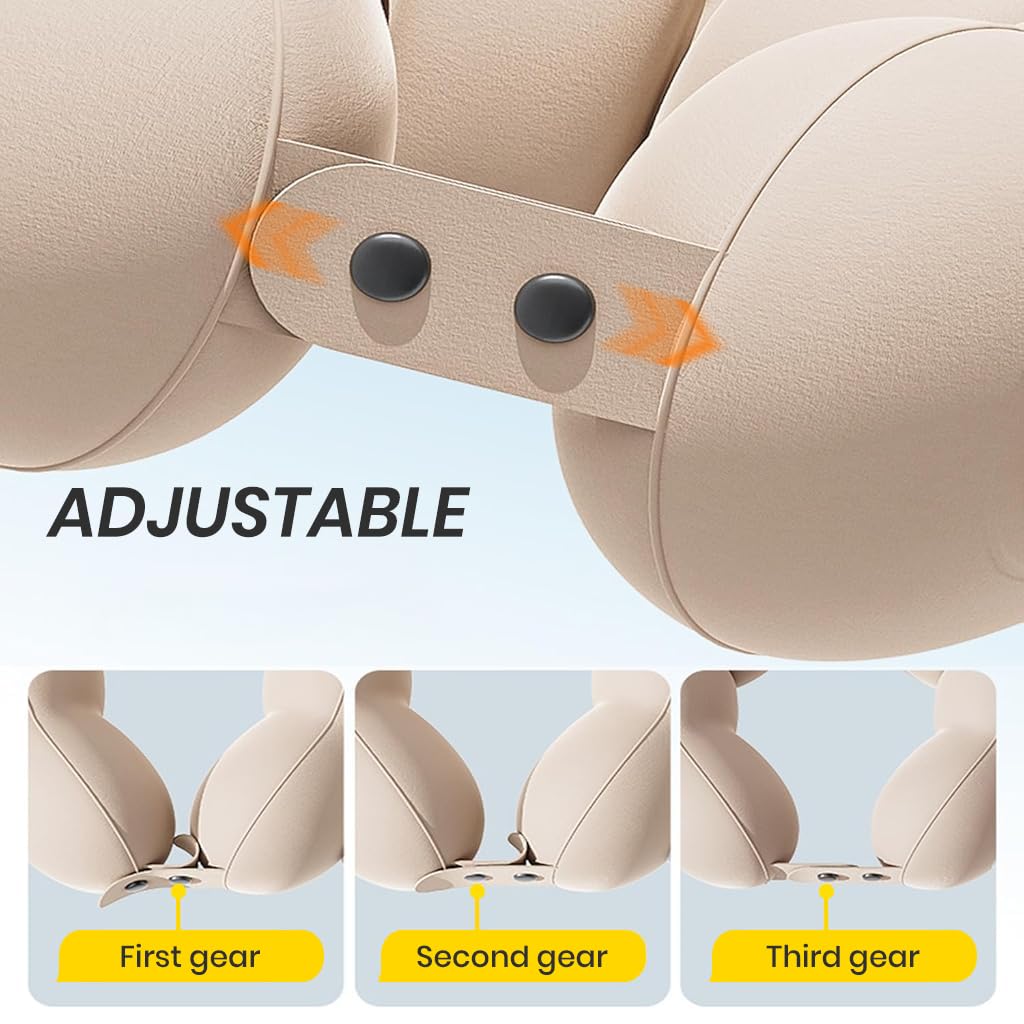 HANNEA Inflatable Travel Neck Pillow for Airplane and Car with Dual Snap Closure | Ultra Soft Flocking Cushion