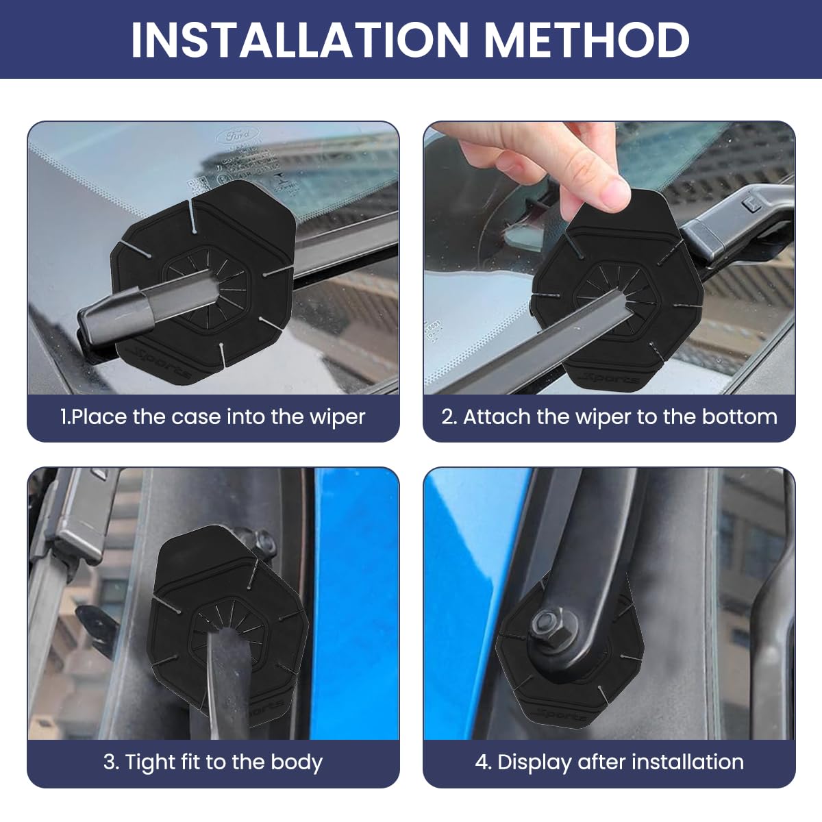 STHIRA Car Wiper Hole Protector Pads for Windshield Dust Protection | 4PCS Silicone Guards