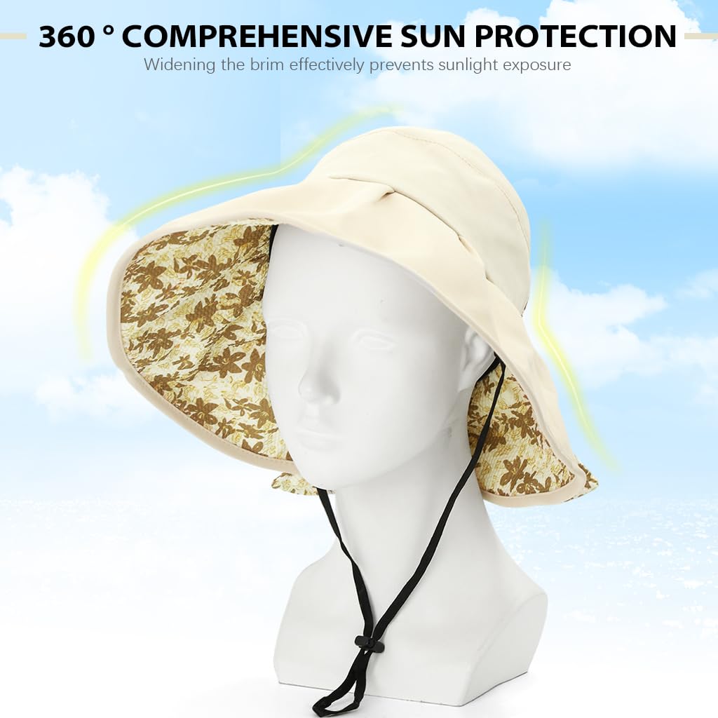 SANNIDHI Sun Hat for Women with 360° Wide Brim Protection for Beach and Outdoor Travel Beige