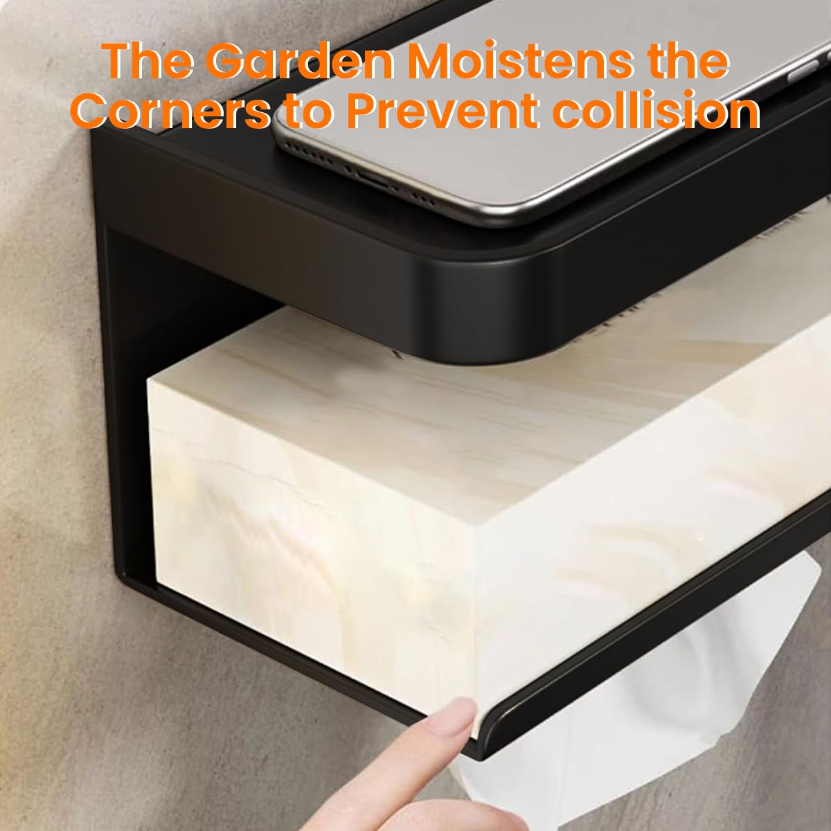 HASTHIP Toilet Paper Holder for Bathroom with Utility Shelf 18x11.2x9.6cm | ABS Plastic