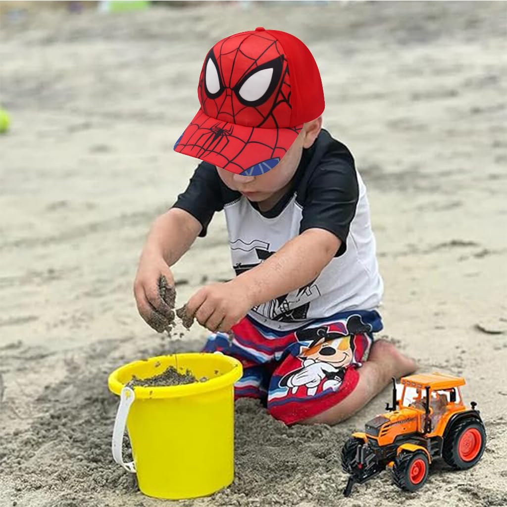 PROBEROS Red Superhero Cartoon Cap for Kids featuring Adjustable Fit and Lightweight Comfort