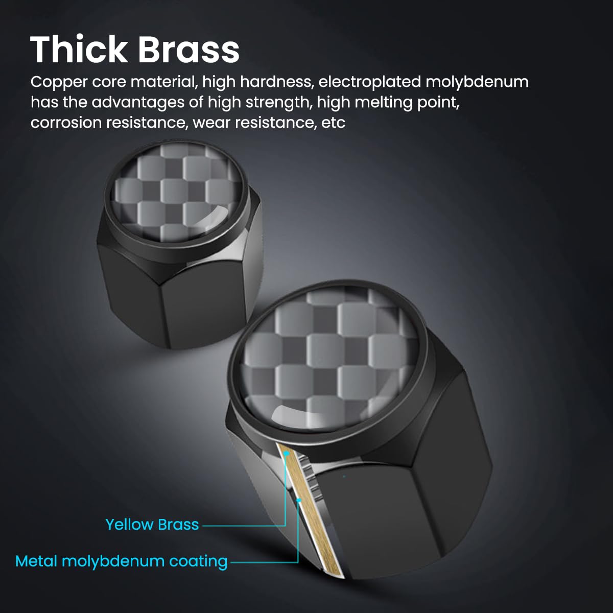 STHIRA Metal Valve Caps for Car Tyres 5pcs 1.1x1.2cm with Wrench Tool | Rust Resistant