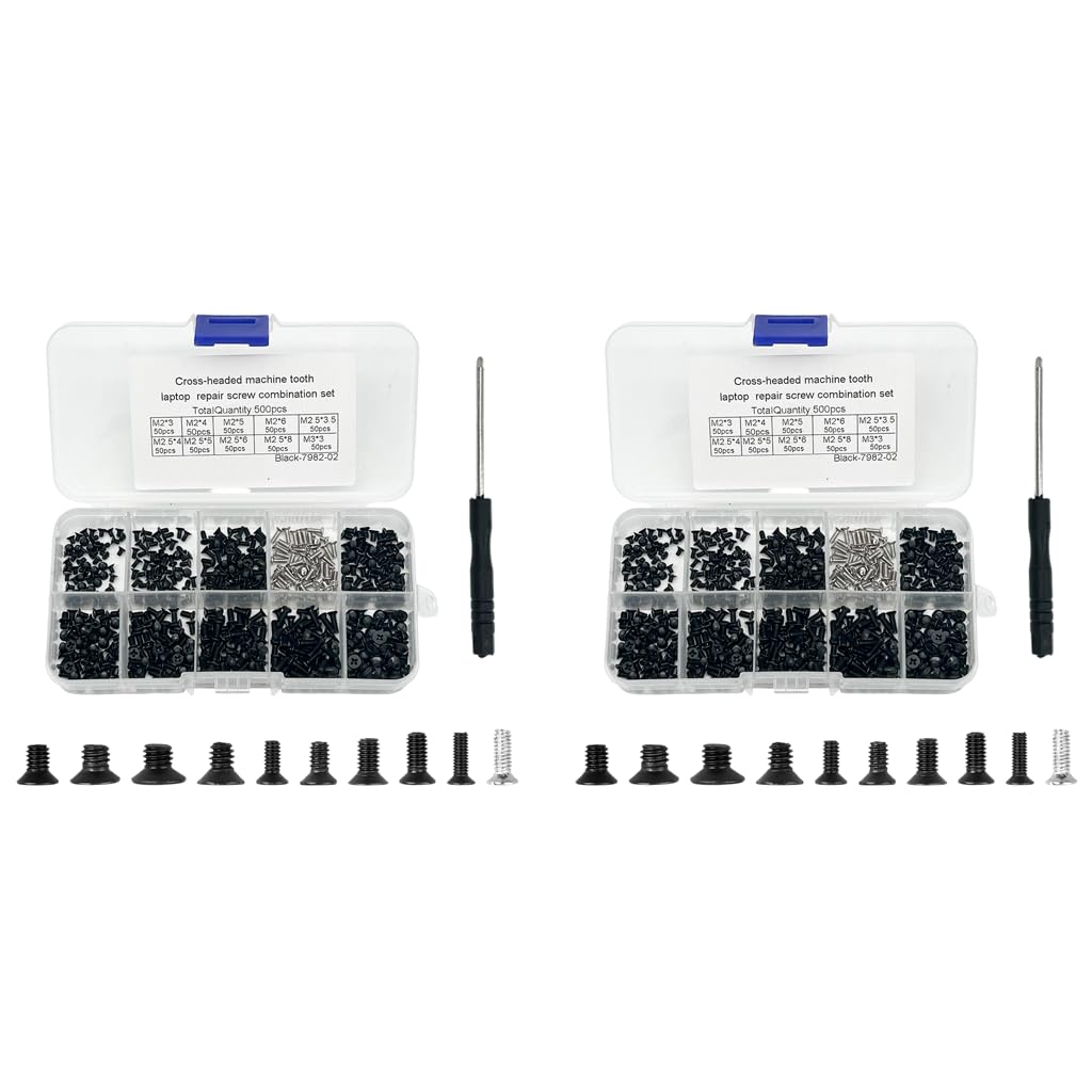Serplex Phillips Head Screws Kit 500 pcs for Laptop Repair with Box and Screwdriver