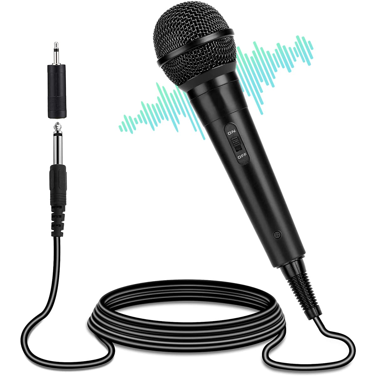 ZORBES® Handheld Wired Microphone with11ft Cable Cardioid Dynamic Microphones Mic with 6.35mm Jack to 3.5mm Jack Adapter, ON/Off Switch, Suited for Public Speaking, Presentation, Meeting, Home Karaoke