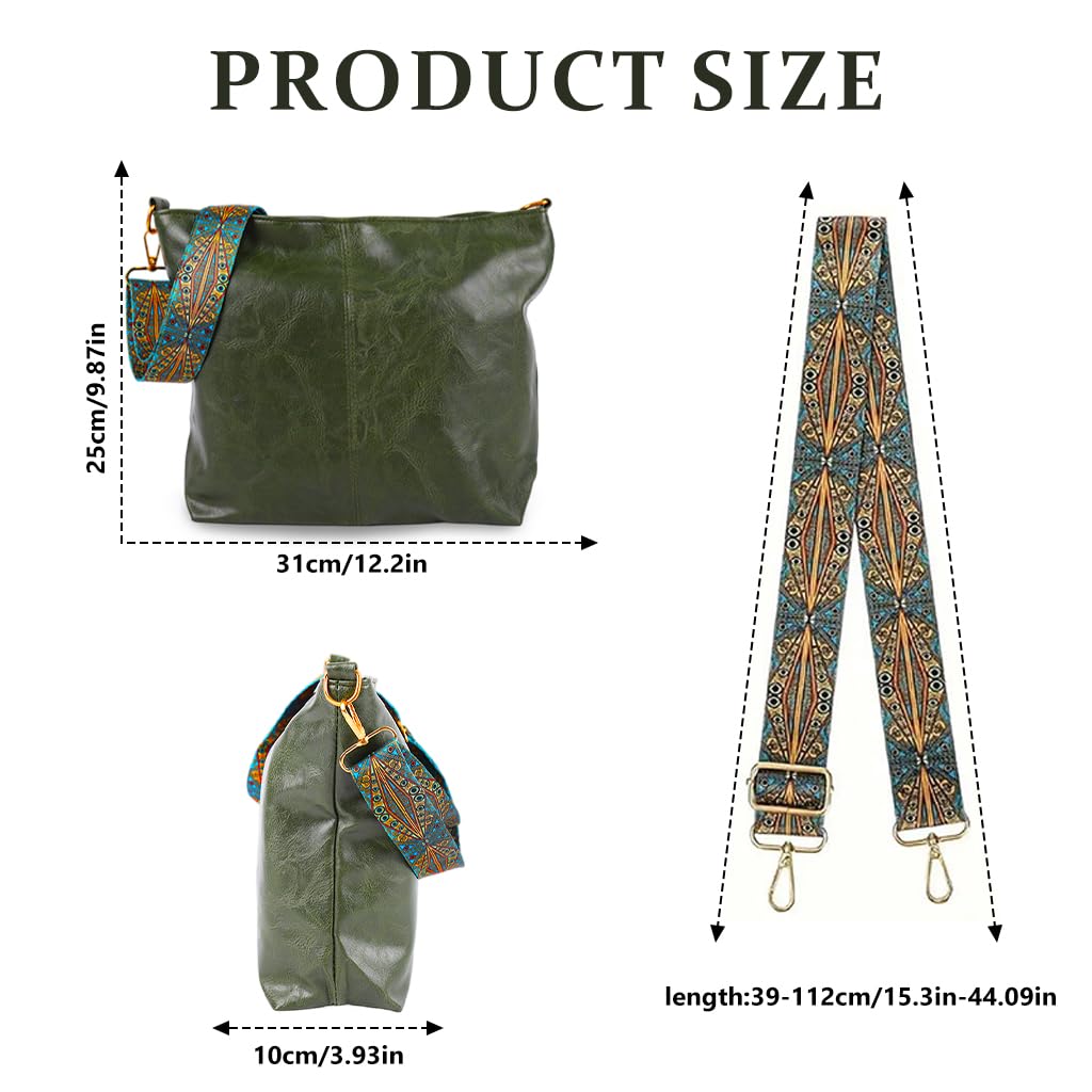 ZIBUYU Crossbody Bag for Women with Adjustable Strap and Multipocket Design | Soft PU Leather Green Purse for Everyday Use