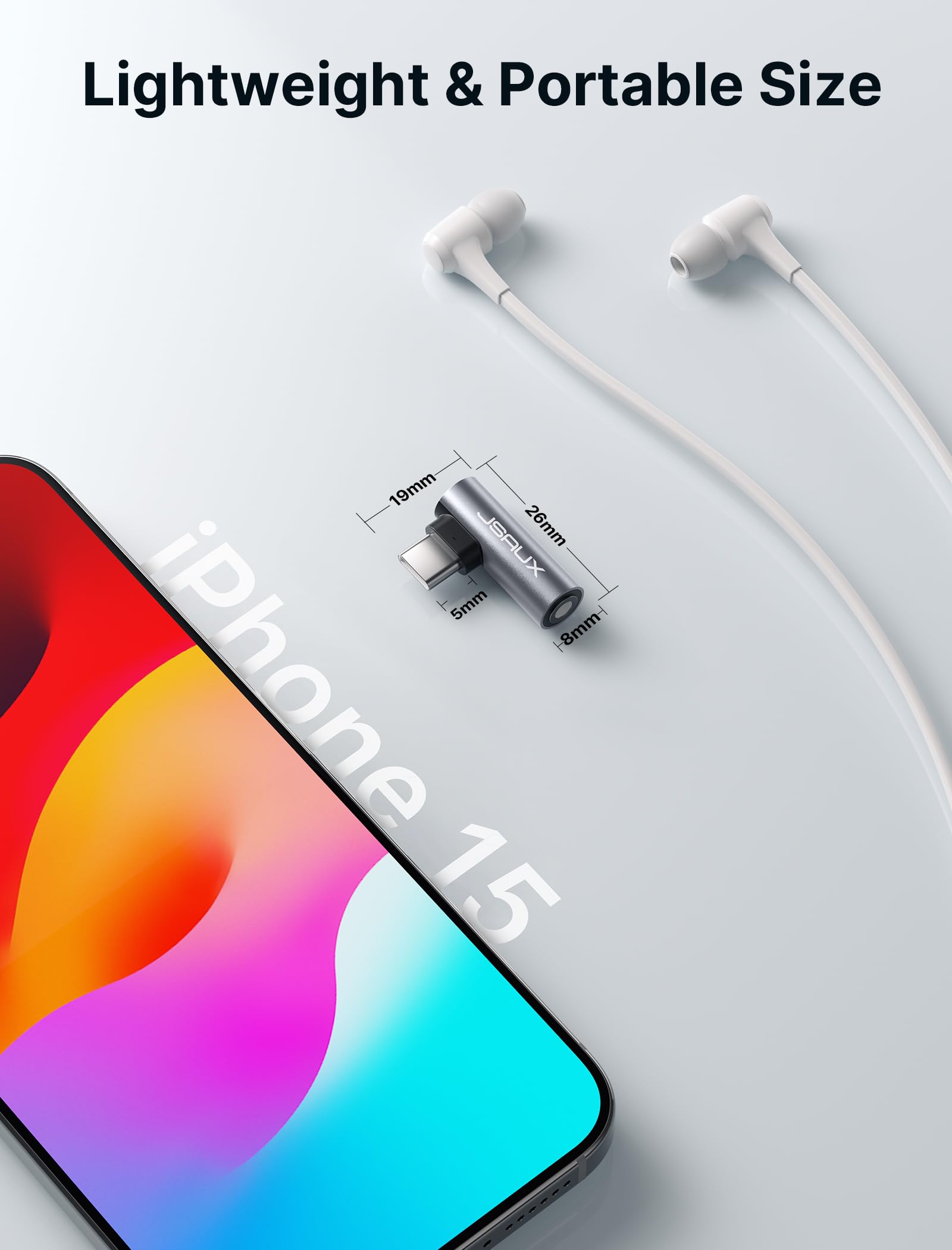 JSAUX USB C to 3.5mm Audio Adapter with 24bit 96kHz DAC Chip for Galaxy S24 and iPad Pro | Plug and Play Design