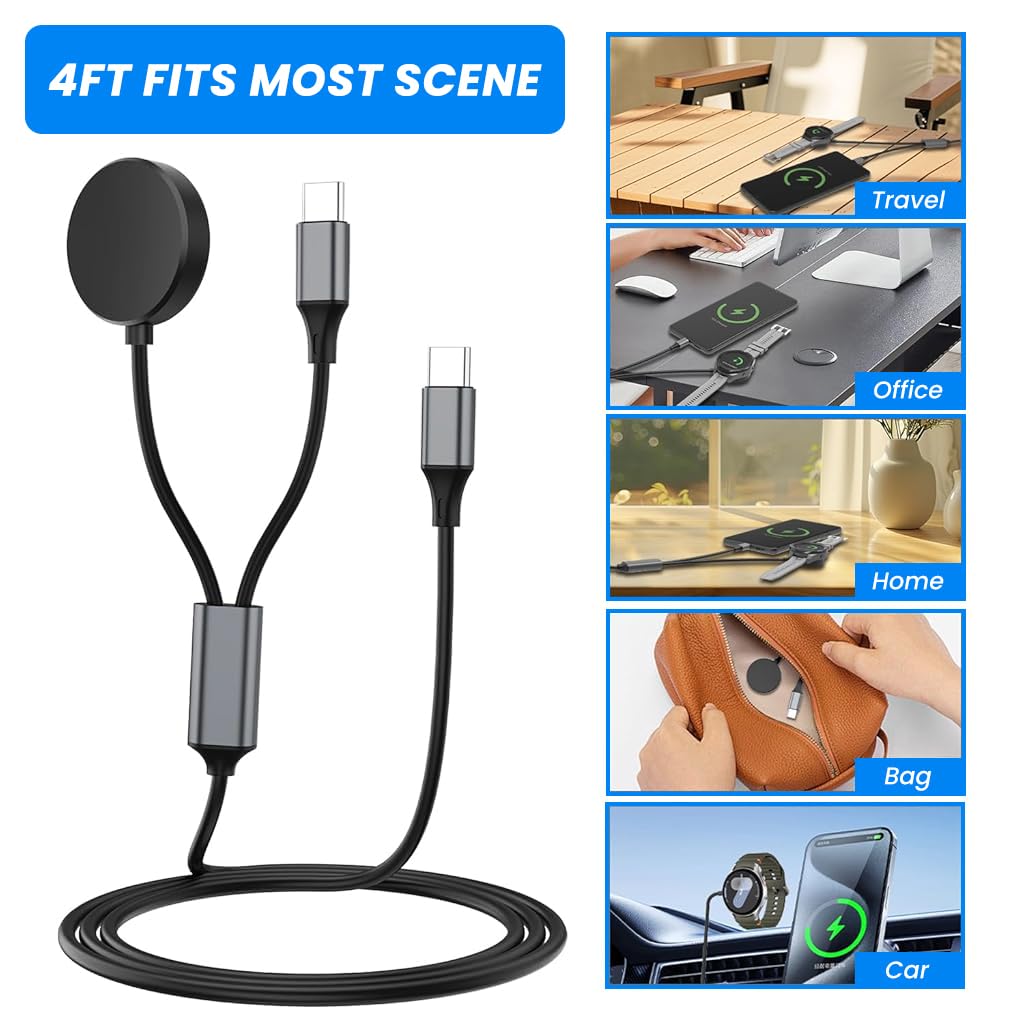 ZORBES Smart Watch Wireless Charging Dock with 2 in 1 Design and PD 20W Fast Cable | Type C Connection for Galaxy Watch