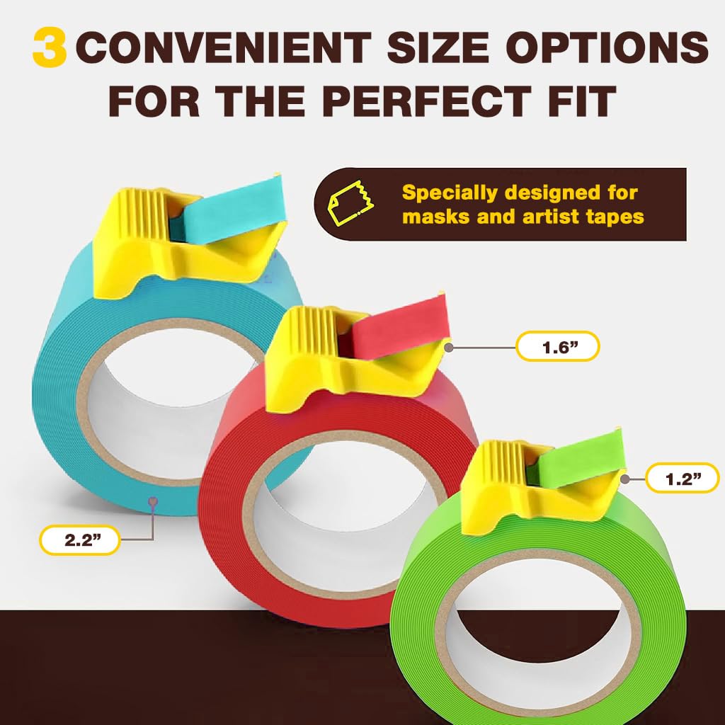 OFIFO Tape Dispenser Cutters for Painting and DIY Crafts with Sharp Cutting Edge | 3 Pack for 1 1.5 and 2 in Masking Tape