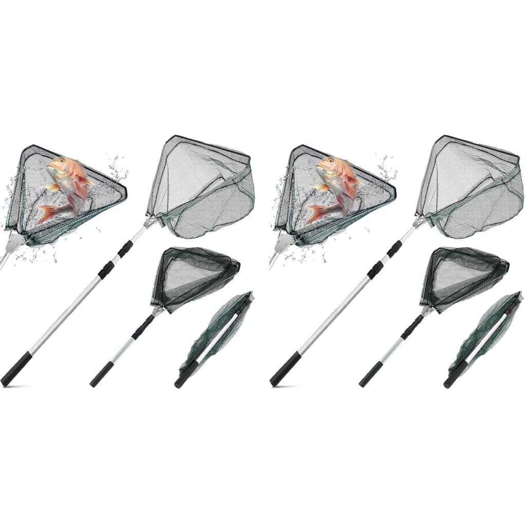 PROBEROS Fishing Landing Net for River and Boat with 66 in Telescopic Handle | Foldable Aluminum Alloy Design