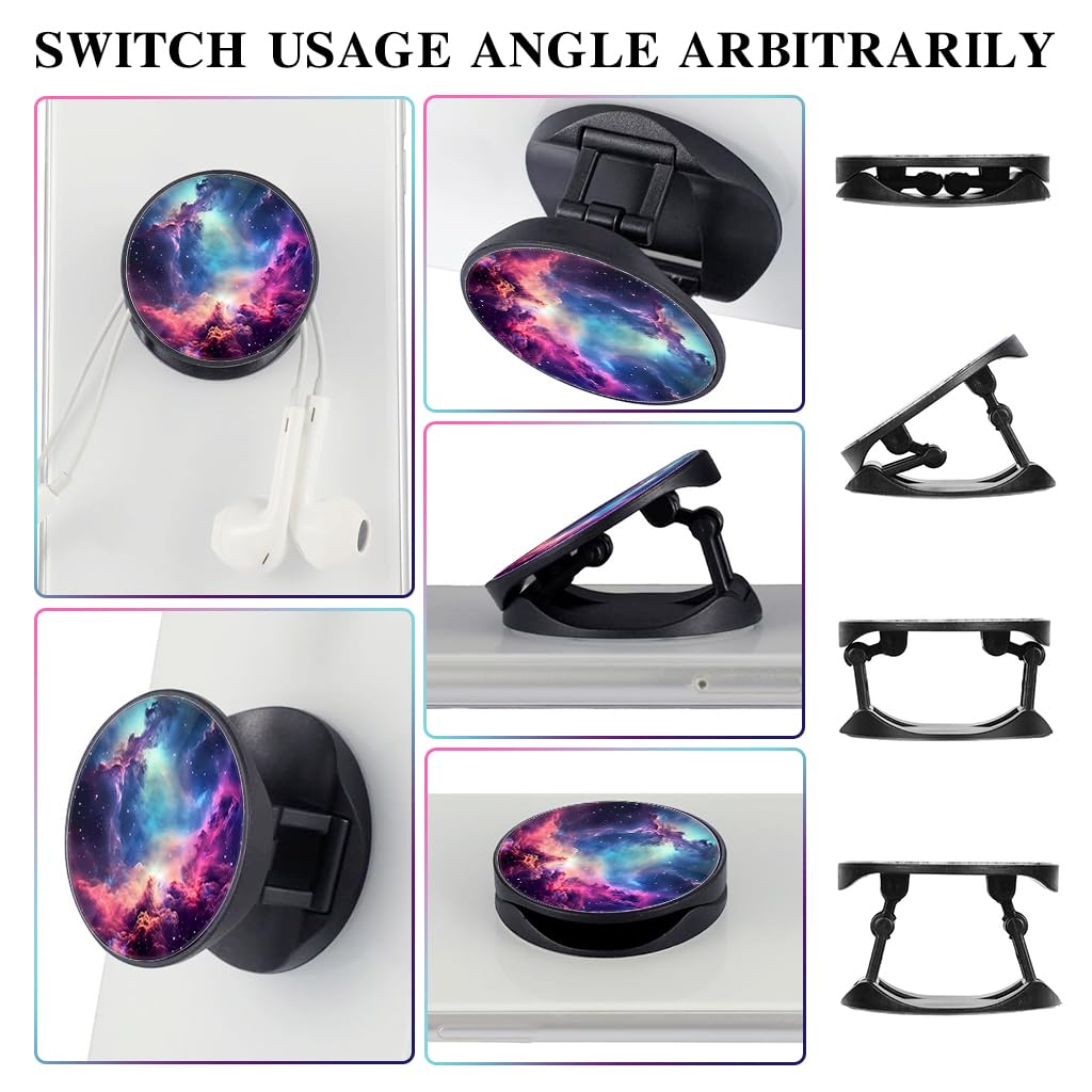 ZORBES Phone Grip for Phone Case featuring 2 in 1 Folding Stand and Dreamy Purple Nebula Design