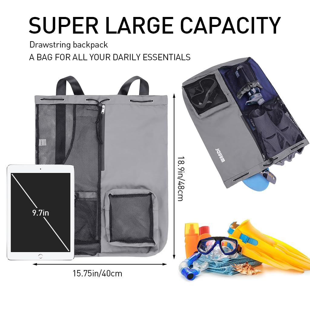 Proberos Gym Bag for Outdoor Activities with Mesh Patchwork Design and Waterproof Pouch 12.6x18.9 in