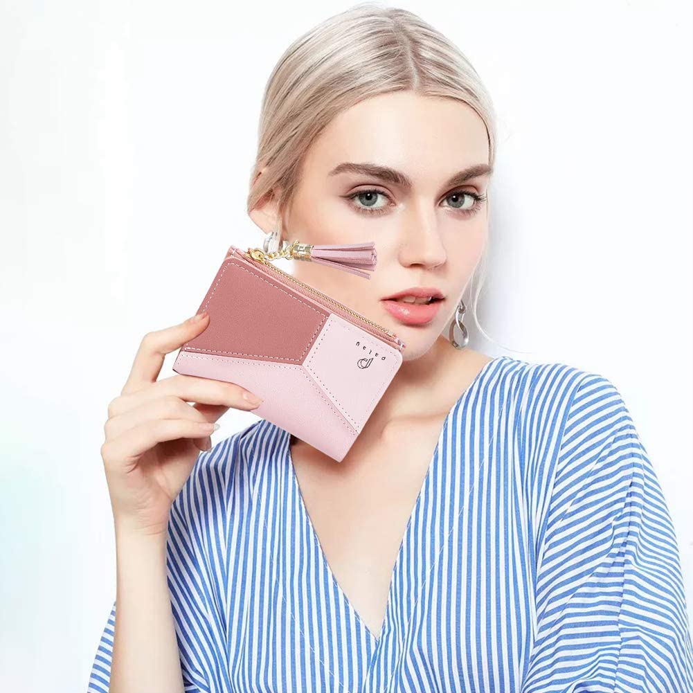 PALAY Small Women's Wallet for Travel and Daily Use with 4 Card Slots and Zipper Coin Pocket | Soft PU Leather Heart Tassel Design Gift for Ladies