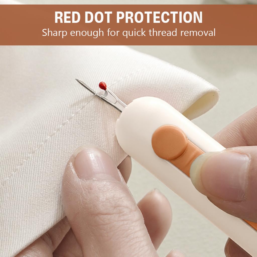 ZIBUYU Needle Threader and Seam Ripper for Sewing Projects with Ergonomic Handle | Beige