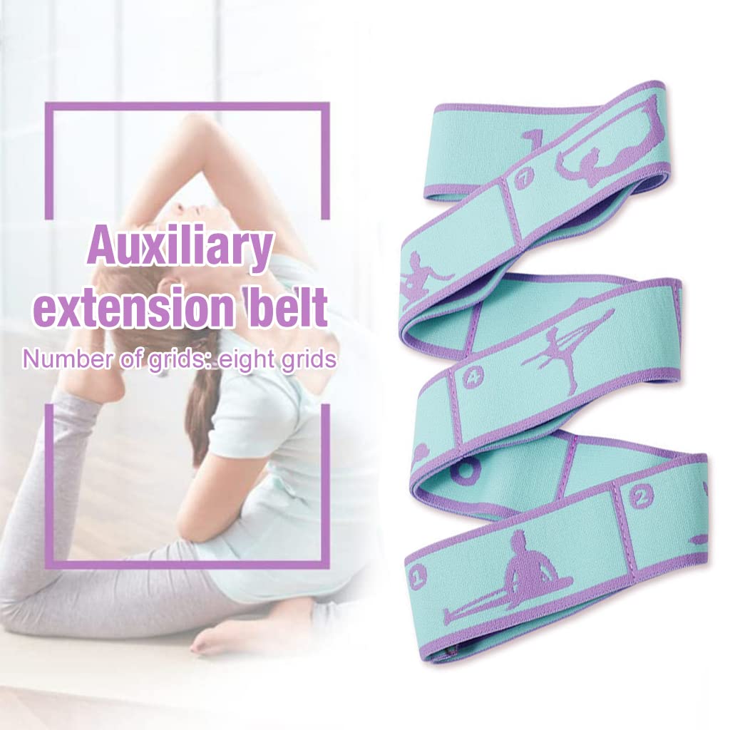 Proberos Yoga Belt for Flexibility Training with 8 Loops and Printed Positions 85x4 cm | Polyester Cotton Strap