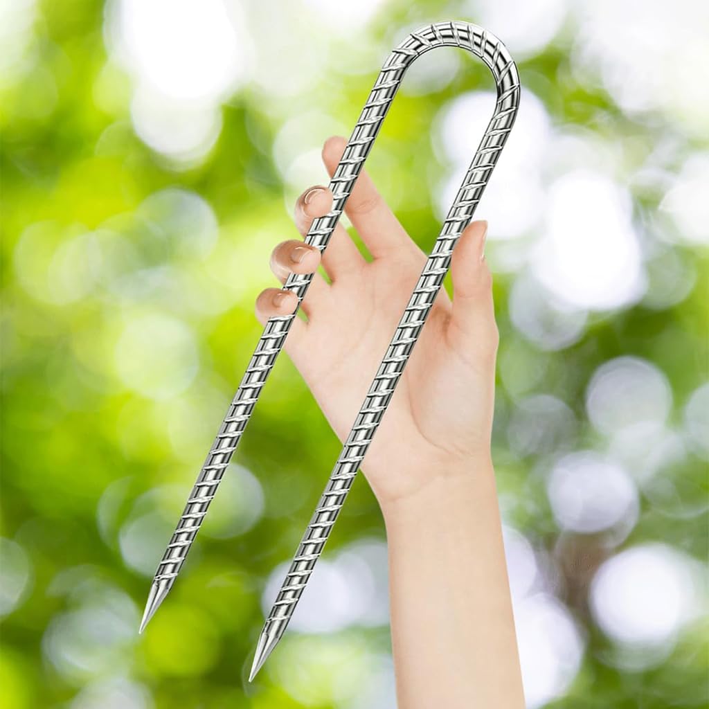 HASTHIP Garden Stakes for Landscape Fabric and Camping | 6 Pcs 11.8 in Galvanized Steel