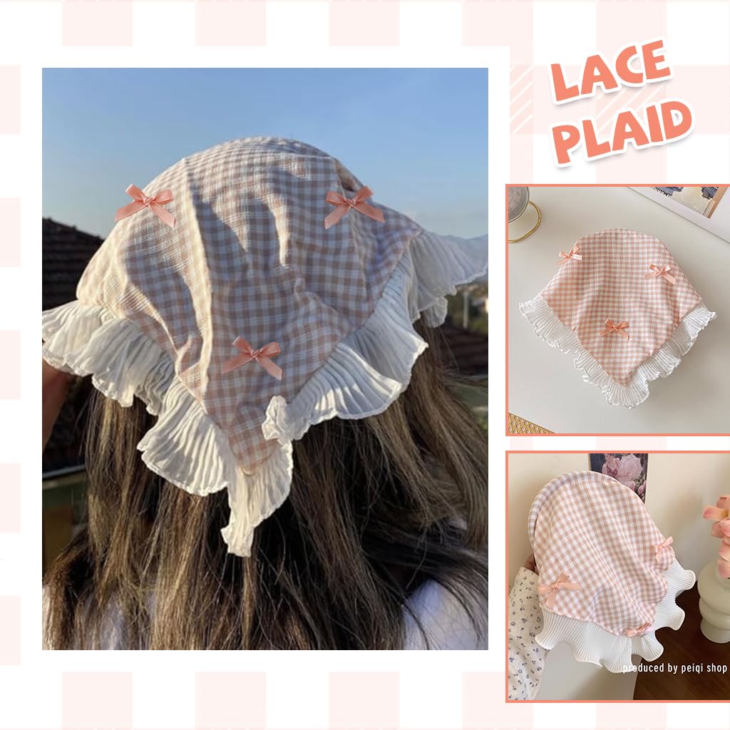 MAYCREATE Hair Band Set for Women with Lace and Plaid Styles | 4PCS Soft Boho Headwraps