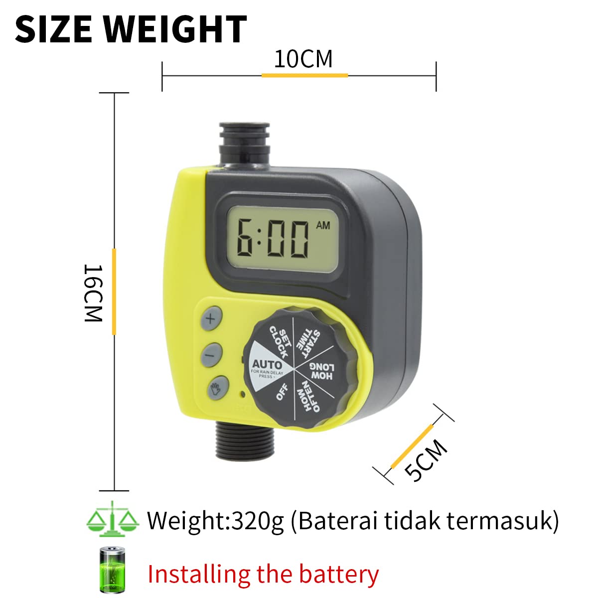 HASTHIP Drip Irrigation Timer for Garden Farm with Quick Connector, Irrigation Water Timer Programmable Timer, Automatic Watering System, IP65 Waterproof Digital Irrigation Timer System for Lawns