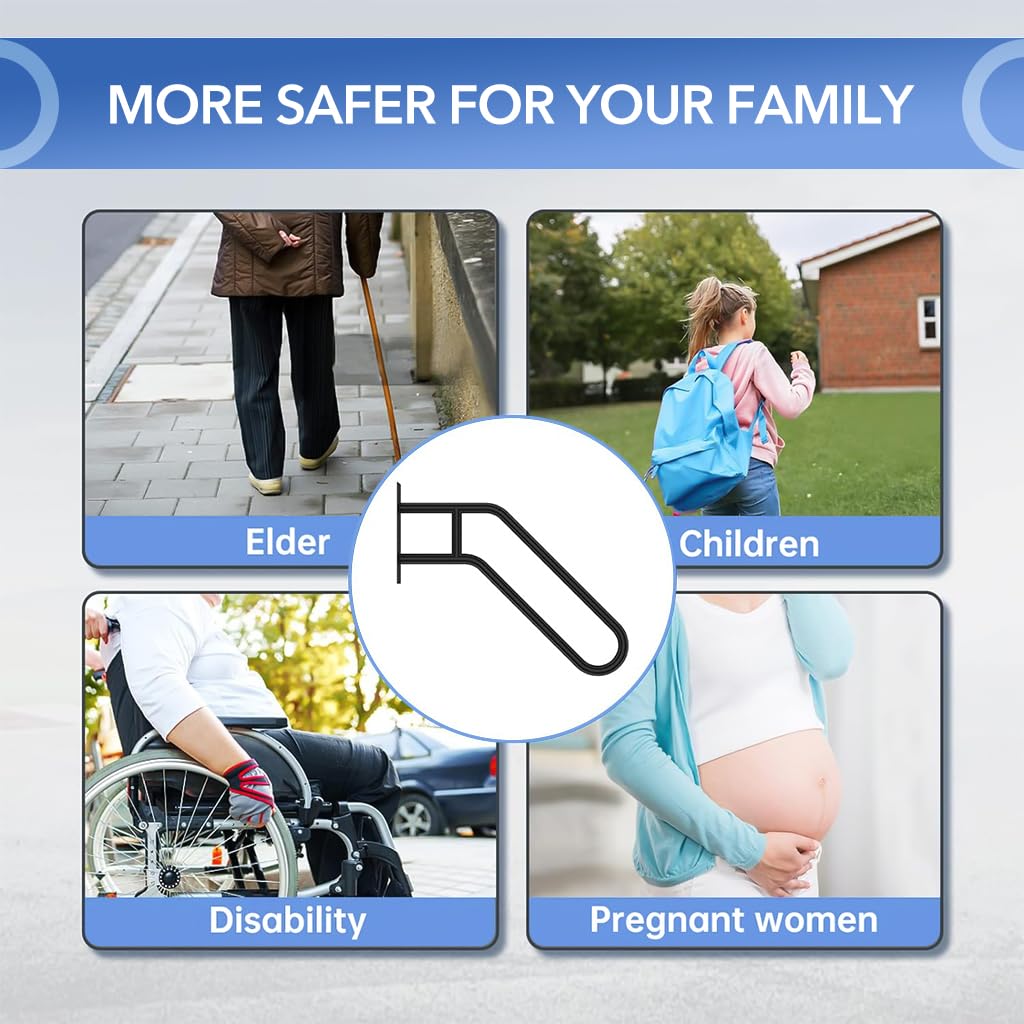 HANNEA Grab Bar for Stairs and Porch with 22.8 in 45° Slanted Handle | Wrought Iron Safety Handrail