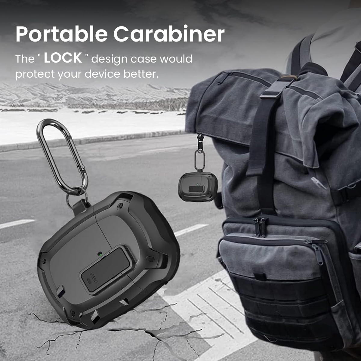 ZORBES Protective Case for Google Pixel Buds A Series featuring Lock Mechanism and Carabiner Clip