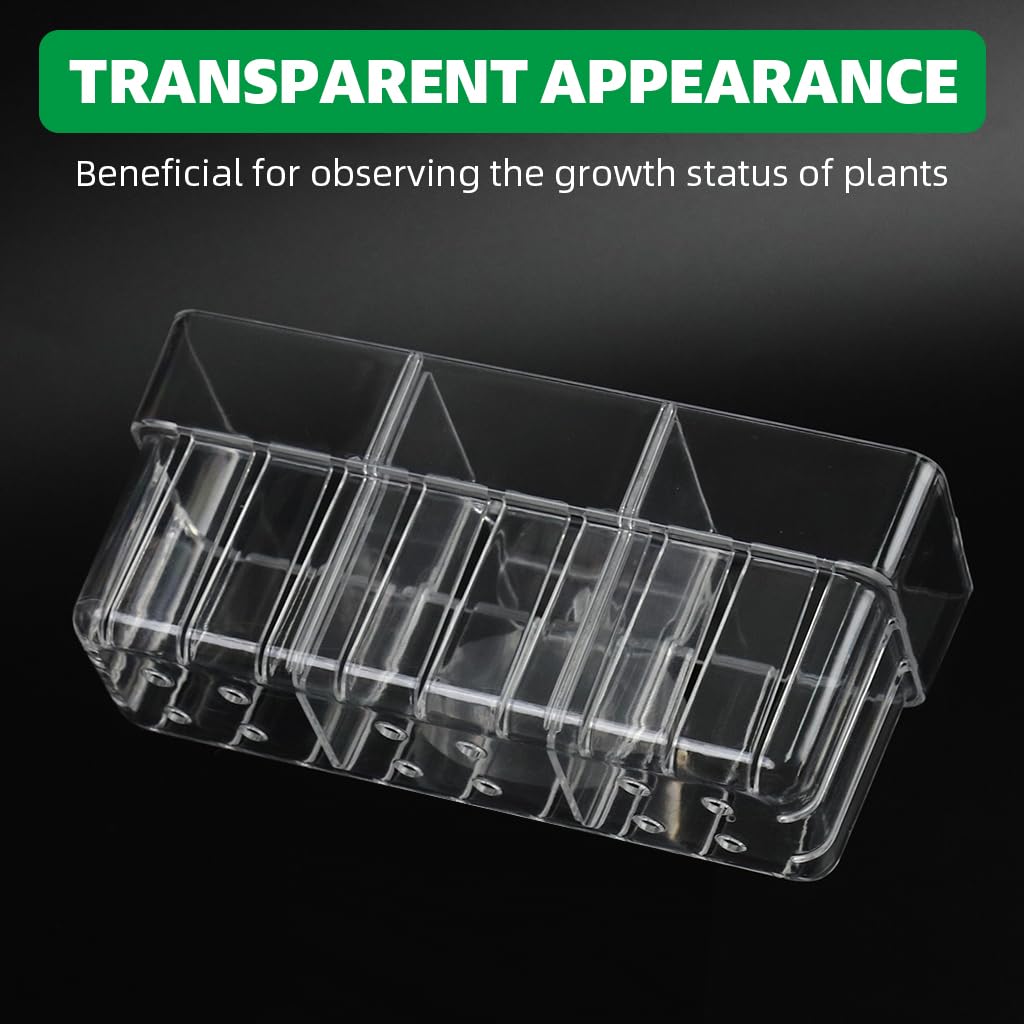 Qpets Aquarium Plant Basket for Fish Tank with Draining Holes 3 Compartment Acrylic 2PCS