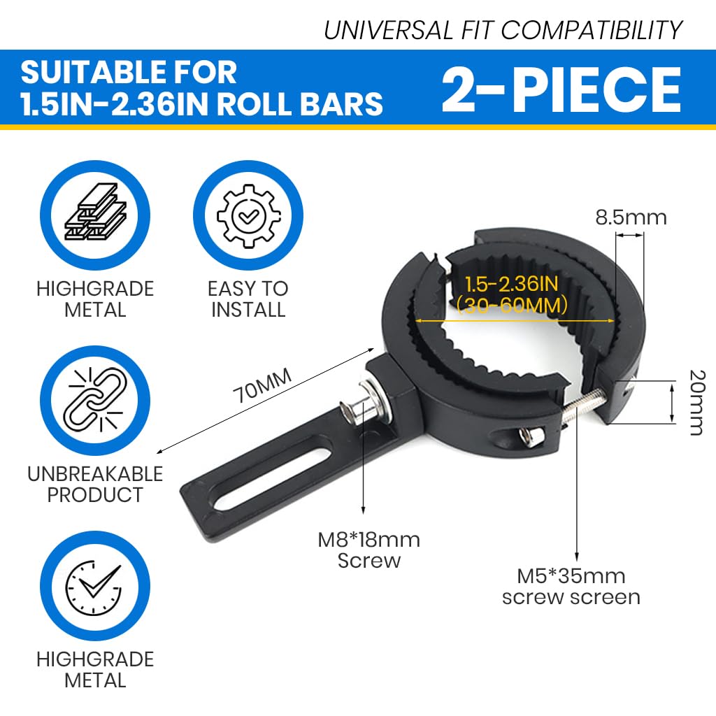 STHIRA Fog Light Clamp for Motorcycle with 360° Adjustable Mount in Sturdy Aluminum | 2pcs Universal Fit Spotlight Brackets