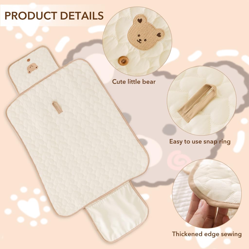 SNOWIE SOFT Diaper Changing Mat for Baby with 19.6 x 27.5 in Waterproof Lining and Foldable Design | Oxford Fabric Pad for Travel and Home Use