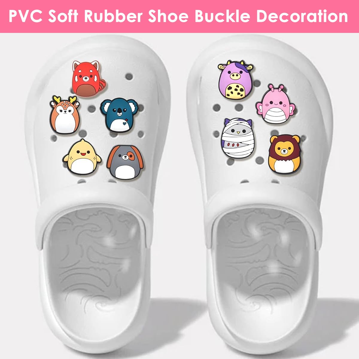 MAYCREATE Shoe Charms for Croc Style Shoes featuring Silver Bear Theme and Faux Pearls for Girls and Women