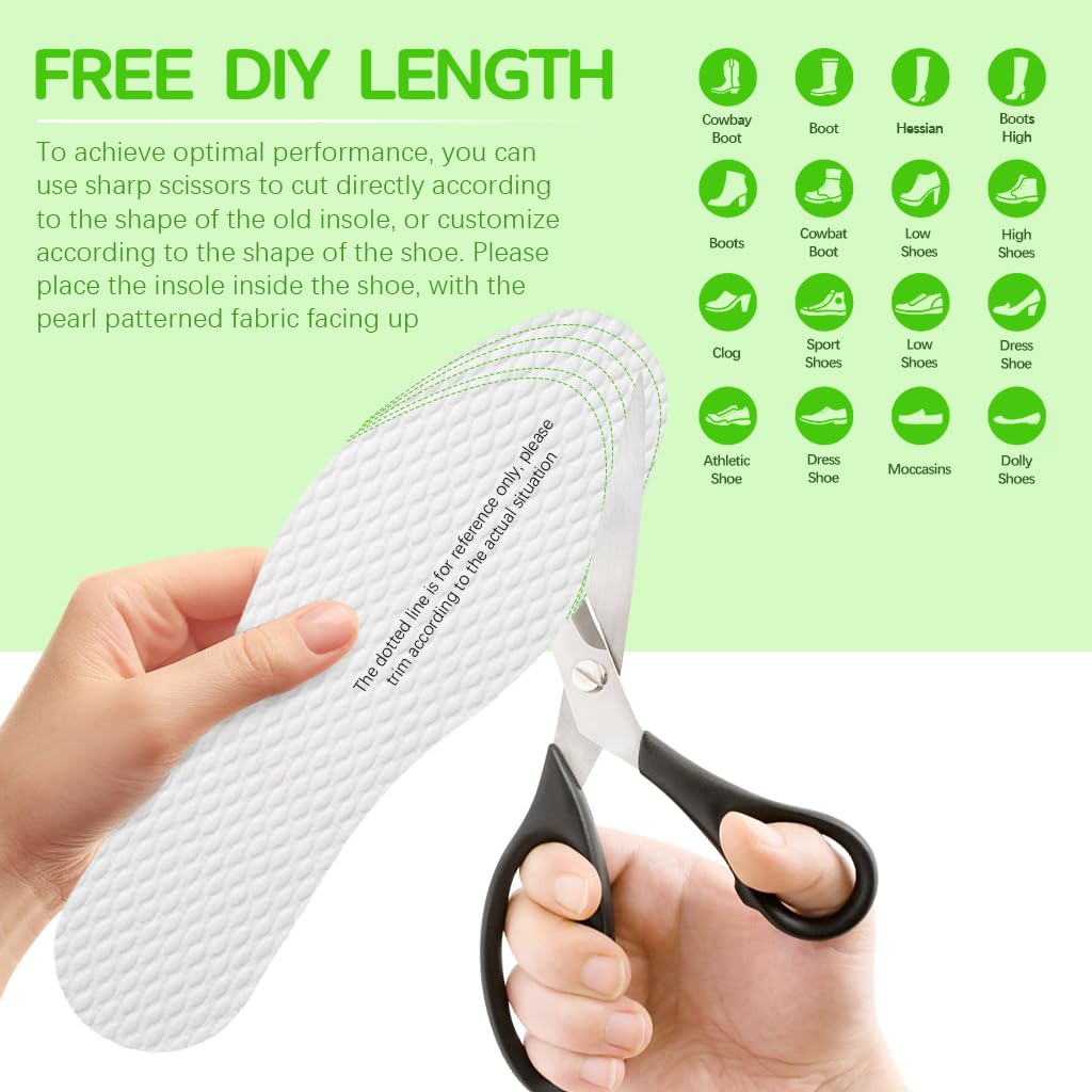 Venzina Cotton Shoe Insoles for Running and Daily Wear featuring Breathable Wood Pulp 10 Pairs 26cm | Disposable Anti Odor Inserts for Men and Women