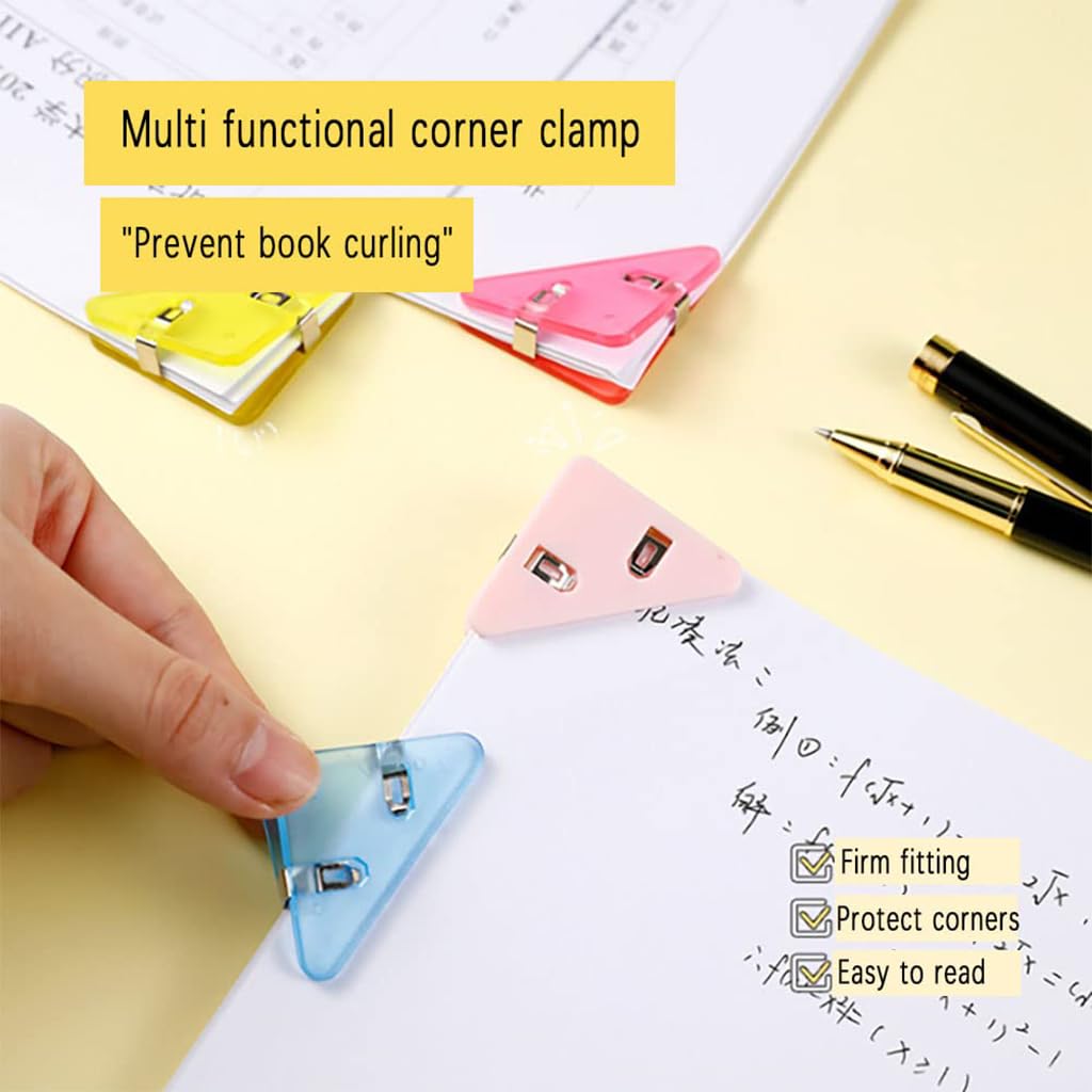 ZIBUYU Corner Paper Clips for Document Organization with Triangular Wraparound Design | 20 Pcs Colorful ABS Hold 40–50 Sheets