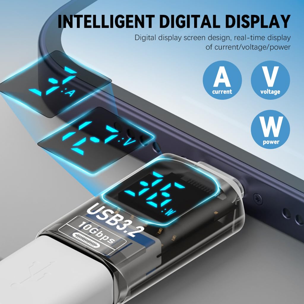 ZORBES USB C OTG Adapter for iPhone and iPad with PD 60W Fast Charging 10Gbps | LED Display 2 Pcs