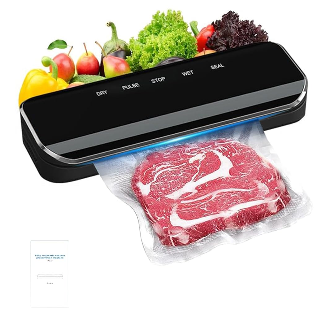 Supvox® Automatic Vacuum Sealer - Smart Sensor, 80kpa Suction, Dry & Moist Modes, Rechargeable Food Sealer for Fresh Meat, Cereal, Fruits & Semi-Liquid Items, Ideal for Home Use