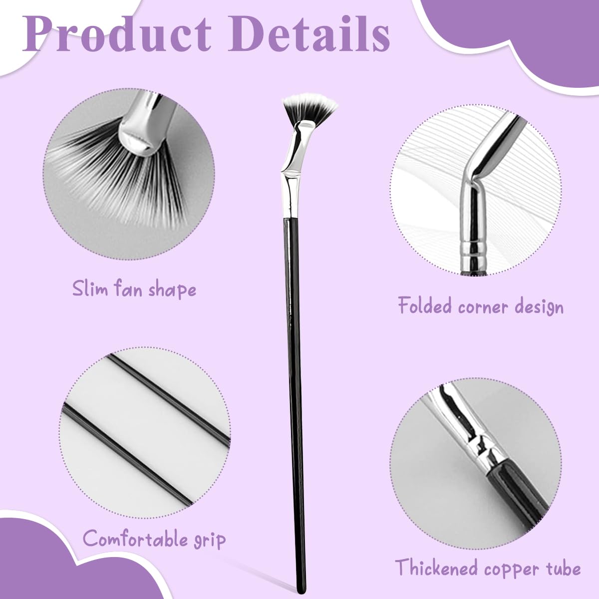 MAYCREATE Eyelash Fan Brush for Precise Mascara Application with 120° Angled Head & Soft Nylon Bristles