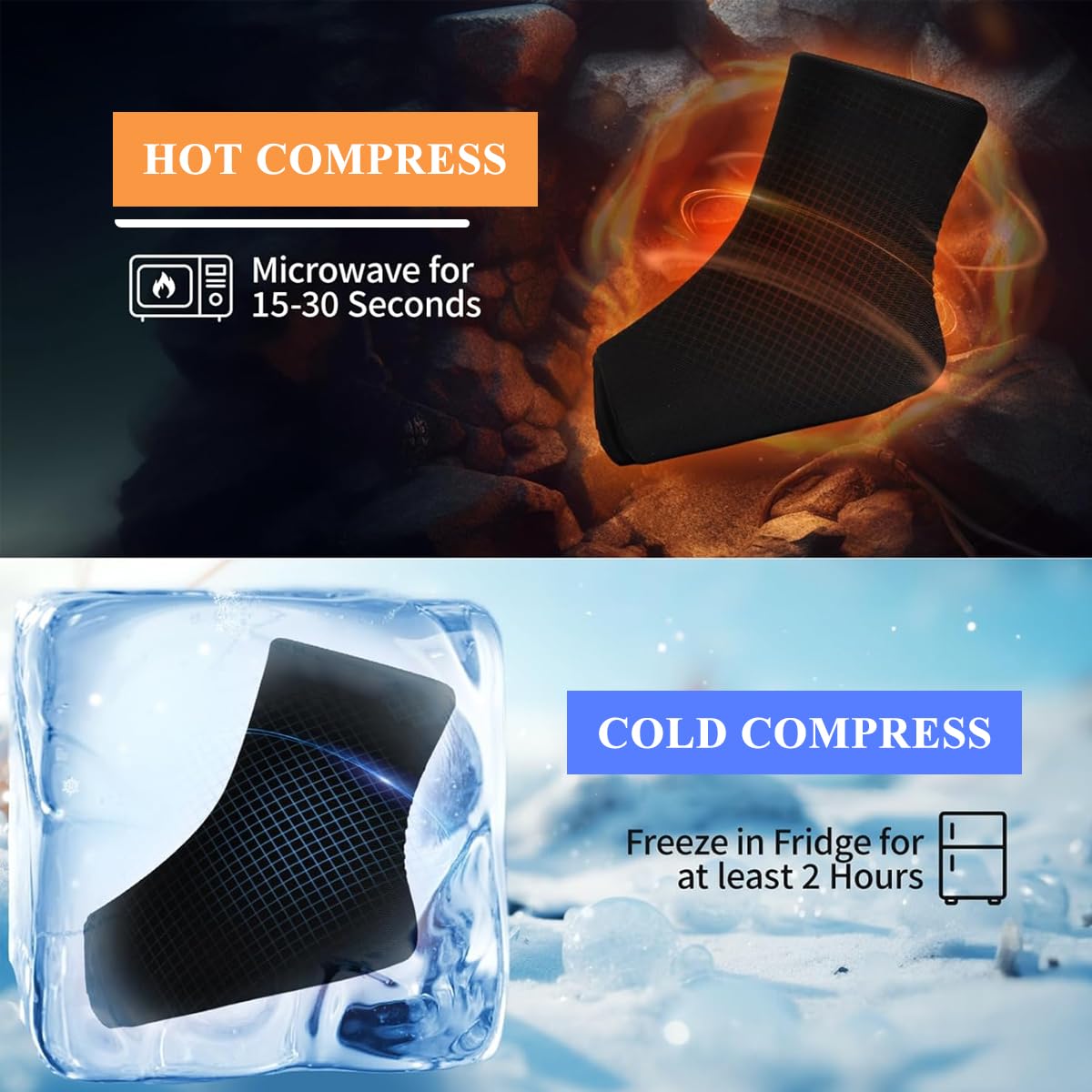 HANNEA Ankle Foot Ice Packs Wrap for Injury Recovery with Dual Hot and Cold Therapy Gloves