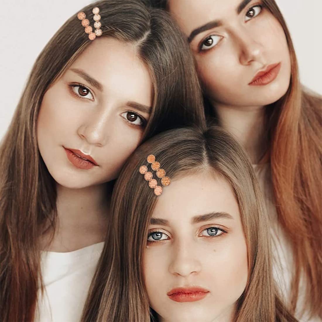 MAYCREATE Rhinestone Hair Clips for Daily Wear featuring Non Slip Acrylic Design | 4 Pcs Set