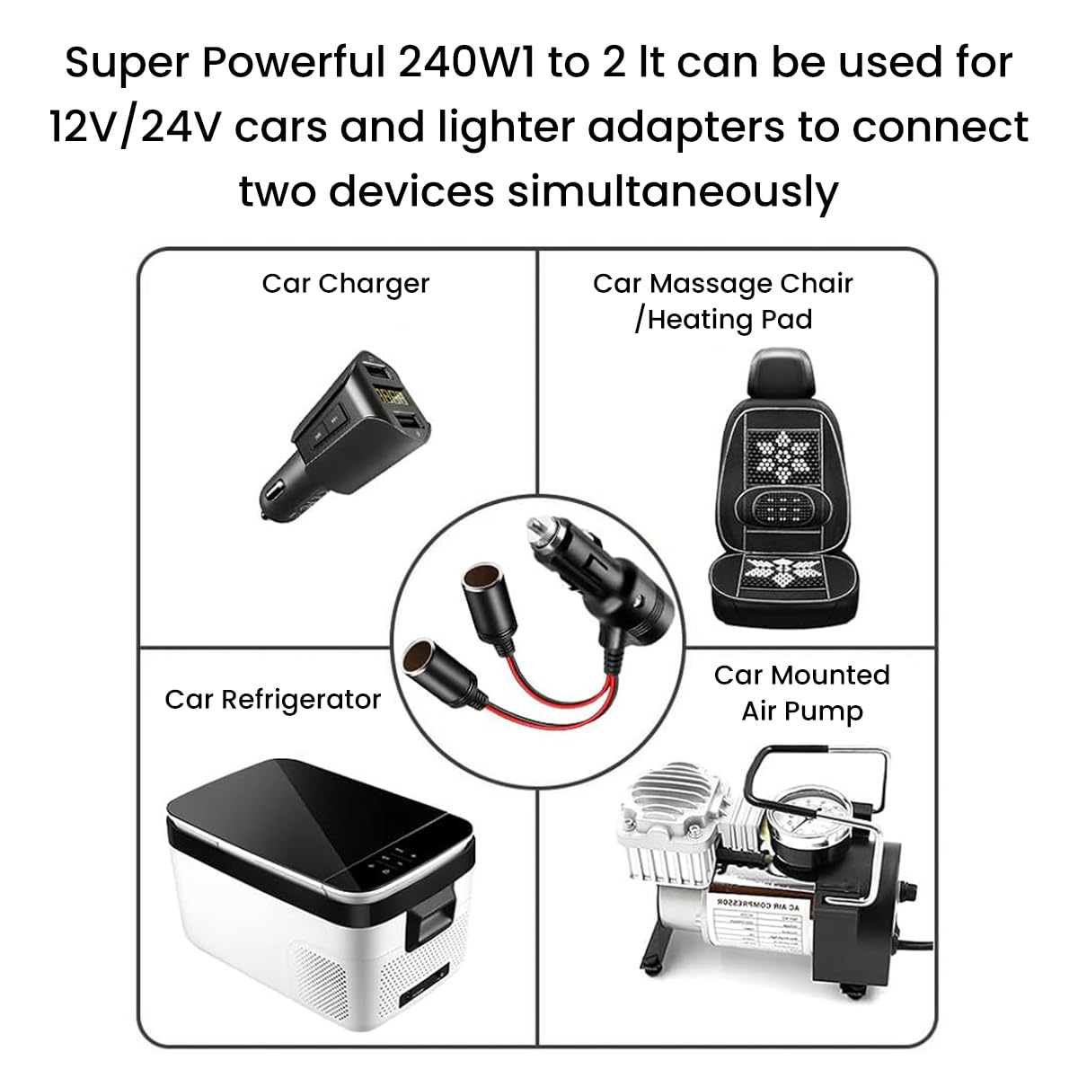 STHIRA Car Cigarette Lighter Socket Splitter for 12V 24V Vehicles with Dual Outlet | 2PCS