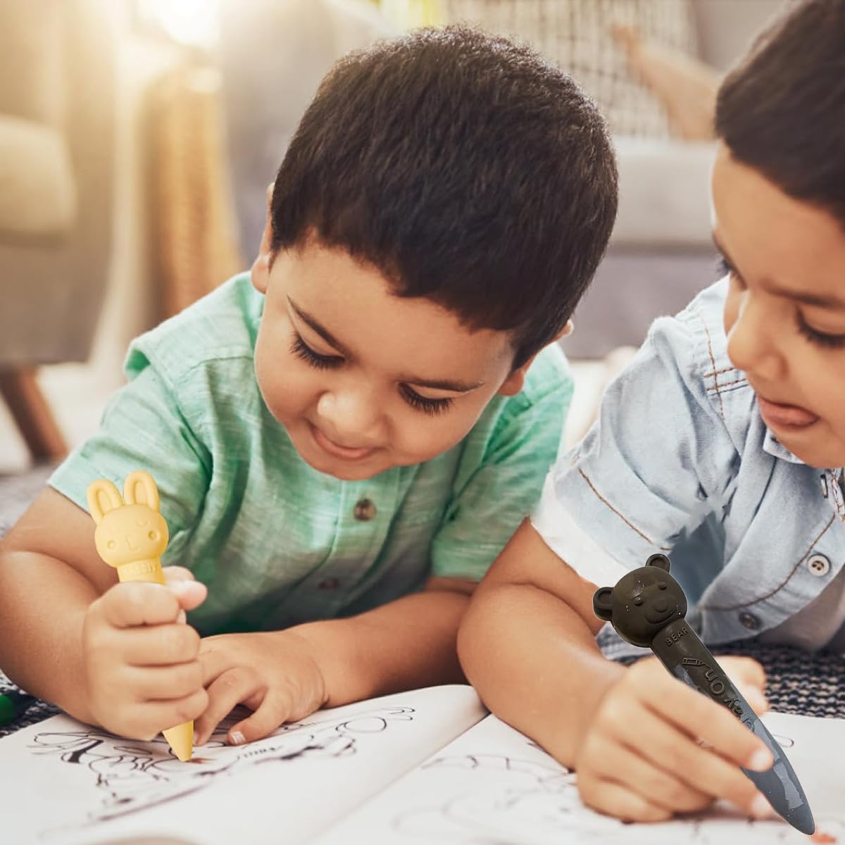 HASTHIP Crayon Mold for DIY Crafts with Six Cavity 3D Design in Flexible Silicone | Kids Art